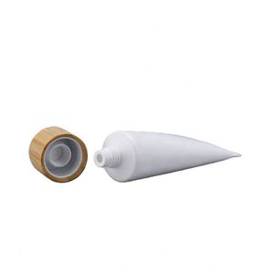 Envase Cosmético en Tubo Exprimible para Limpiador Facial y Mascarilla, Plástico PE con Tapa de Bambú Blanca, Tamaños de 50g-150g, Cuidado de la Piel - Product Image 3