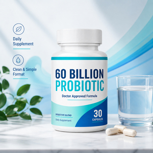 Capsules de Probiotiques pour la Santé, 60 Milliards d'UFC, Prébiotiques Biologiques pour la Santé Immunitaire et Digestive des Adultes, 30 Comprimés, Certifié GMP - Product Image 3