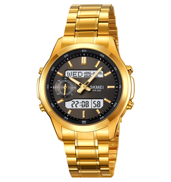Luxury Montres SKMEI 2284 Business Reloj World Time Stainless Steel Band 30m Waterproof Digital Watch for Mens