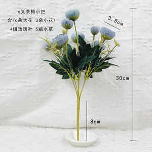 <b>Artificial</b> Camellia Bouquet 30cm Silk <b>Flowers</b> Rustic Floral <b>Arrangement</b> Home Decoration Wedding Props - Product Image 3