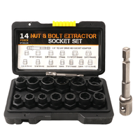 TGS Jeu d'outils pour l'extracteur de boulons et écrous à chocs, 14 pièces, extracteur de boulons et démontage de vis, douille pour une utilisation efficace