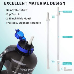 Gallon <strong>Water</strong> <strong>Bottle</strong> with Time Marker BPA Free, 3.78L Motivational Large <strong>Water</strong> Jug Leak Proof <strong>Huge</strong> <strong>Water</strong> Container with Handle - Product Image 2
