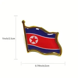Wholesale Customized Light Metal Country Flag Enamel Badge Badge Cross North Korea Flag Badge