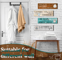 4 panneaux muraux amusants en bois pour buanderie avec citations humoristiques, décoration rustique style ferme pour buanderie, salle de bain, toilettes, maison
