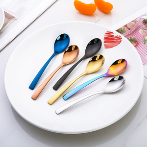 Cucchiaio da Dessert colorato riutilizzabile per bambini in acciaio inossidabile per caffè cucchiaini d'oro gelato commestibile cucchiaino da caffè - Product Image 2