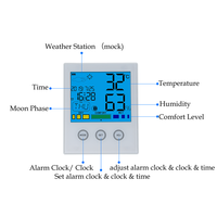 Thermomètre et hygromètre de chevet avec veilleuse LED et alarme avec fonction snooze, prévisions météo pour chambre de bébé et crèche