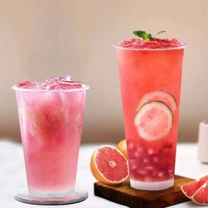 Vasos de Plástico Desechables con Logotipo Personalizado Estampado en Oro, 500 ml, Tapas Transparentes de PP, Pajita para Beber, Vaso para Fiestas, Té de Burbujas, Café, Jugo - Product Image 1