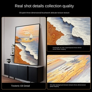 Pintura Decorativa Moderna y Sencilla para Pasillo, Paisaje Marino, Pintura al Óleo Tridimensional Pintada a Mano, Marco Metálico, Pintura China - Product Image 3