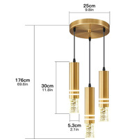 Lustre en cristal de fer à LED de vente chaude lampe de forme longue exclusive transfrontalière pour la taille de cuisine petite