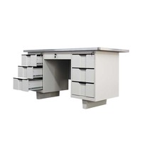 Bureau d'ordinateur en acier et bois avec 6 tiroirs, bureau d'écriture pour étudiants, bureau d'ordinateur pour l'école, bureau de travail en métal