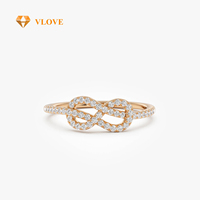 Bague VLOVE en or 14 carats avec nœud infini et diamants de laboratoire, bijoux fins et élégants pour mariage