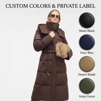Veste d'hiver pour femme à manches longues, à capuche, respirante, écologique, poids 150g-200g, fermeture éclair, ceinture à la taille, fabriquée en Chine