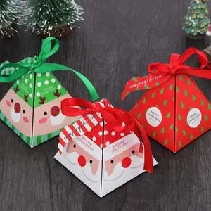 Toptan hediye kutusu üçgen yeni ürünler küçük katlanabilir şerit şeker noel kutuları