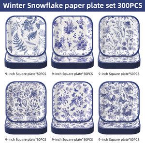 Bán Buôn Trung Quốc-Phong Cách Nguồn Cung Cấp Bên Màu Xanh Và Trắng Sứ Quảng Trường Giấy Tấm Bộ Đồ Ăn Dùng Một Lần Bộ Đồ Trang Trí Bên - Product Image 6