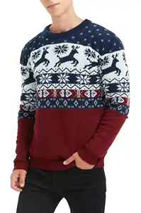 Nanteng Suministro personalizado 100% Acrílico Navidad Elk Divertido Manga larga Ugly Men Pullover Suéter de Navidad