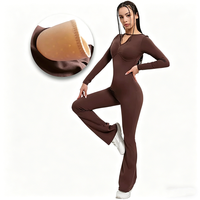 Combinaison de sport moulante 2026 pour femme, séchage rapide, col en V, haute élasticité, idéale pour le yoga et la musculation