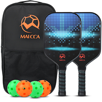 Ensemble de raquettes de pickleball approuvé par l'USAPA, raquettes en fibre de carbone, noyau en nid d'abeille, 4 balles, housse de raquette portable, sac de transport pour l'intérieur