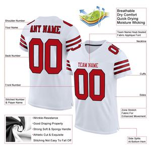 Maillot de football authentique personnalisé blanc, rouge et noir, style classique en mesh - Product Image 2