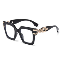 Lunettes de mode rondes noires à grande monture, anti-lumière bleue, monture optique surdimensionnée pour femmes