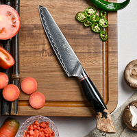 5 inch Damascus staal utility mes, ultra scherp fruit- en schilmes met houten handvat, professioneel keukenmes