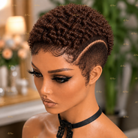 Perruque Pixie 360 en Cheveux Humains Pré-Stylisée Noir Naturel, Perruque Pixie 360 Faite à la Machine, Perruque Pixie 360 Bourgogne 99J, Perruque Pixie 360 Prête à Porter