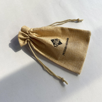 Pochette d'emballage pour bijoux en chanvre personnalisée avec logo écologique, sac de rangement cadeau en jute et lin composite avec cordon de serrage