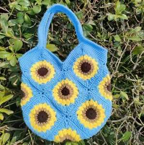 À la mode à la main <span class=keywords><strong>Crochet</strong></span> tournesol femmes <span class=keywords><strong>sac</strong></span> à main personnalisé grand-mère carré été Boho tricoté mignon fille plage <span class=keywords><strong>sac</strong></span> à bandoulière - Product Image 6