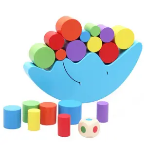 木制月亮平衡玩具教育木制平衡月亮堆叠儿童积木玩具