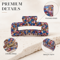 Pince à cheveux rectangulaire Ume personnalisée avec logo, 10,5 cm, en acétate coloré, forte tenue, vente en gros d'accessoires capillaires