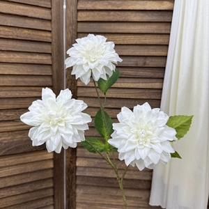 YOPIN-2844 Champagne 3 Têtes de Dahlias Géants Artificiels en Soie pour Décoration Florale Maison et Mariage - Product Image 6
