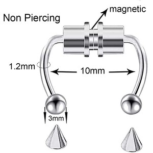 Stainless Steel Magnetic Clip on Hoop Gold Face Faux Septum <strong>Fakes</strong> <strong>Nose</strong> Cuff Rings <strong>Stud</strong> Non <strong>Piercing</strong> Jewelry Bulk Vendor Earrings - Product Image 4