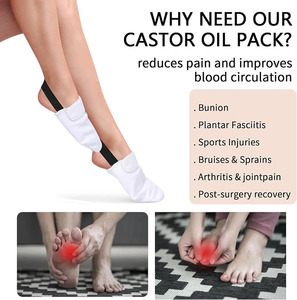 แผ่นประคบน้ำมันละหุ่งสำหรับเท้า แผ่นประคบเท้าดีท็อกซ์แบบใช้ซ้ำได้ ถุงเท้าคลุมนิ้วเท้าแบบซ่อน น้ำมันละหุ่งสำหรับเท้าสำหรับผู้ชาย - Product Image 3