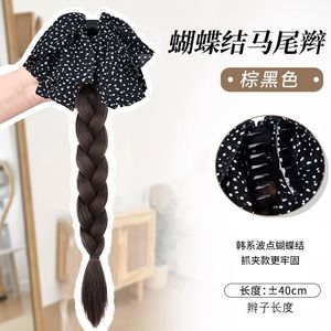 Polka Dot <b>Braid</b> Hair Clip Long Braided Ponytail Korean Style Bow Hair <b>Accessory</b> for Women - Product Image 6