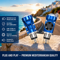 Phare LED RCD CSBL0122R RHD à double faisceau Hi/Lo pour moto, certifié ECE, avec lentille de projecteur H4 HS1 et large plage de tension 9-16V