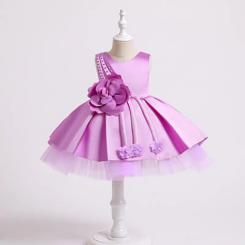 XZ001 Kids Clothing Girls Frocks Designs Latest Flower Baby Girls Puffy Little Bride Princess Dresses