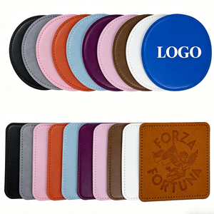 Bulk Custom Logo Coasters | Round Black Leatherette Drink Mat <b>Set</b> for Tea, Coffee & Beer - Product Image 3
