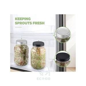 Kits de germination pour bocaux Mason à large ouverture en bambou Moso écologique et durable, avec support en bambou et couvercle en acier inoxydable, grande capacité alimentaire - Product Image 2