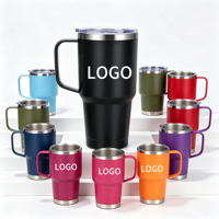 Gobelet isotherme en acier inoxydable de 32 oz avec poignée, double paroi, isolation sous vide, cadeau d'entreprise, logo personnalisé, tasse de voyage promotionnelle