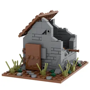 148Pcs MOC5072 Bricks Military House Architecture Building Blocks Creativity Postwar Abandoned Hut Assembly Bricks Kids Toys