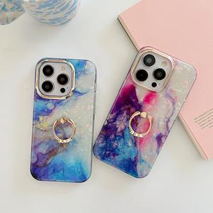 Sang Trọng Long Lanh Giấc Mơ Vỏ Nhẫn Đứng Trường Hợp Điện Thoại Cho <span class=keywords><strong>Iphone</strong></span> 15 Vết Nứt Đá Cẩm Thạch Trường Hợp Điện Thoại Cho <span class=keywords><strong>Iphone</strong></span> 15 Pro Chống Sốc Bìa - Product Image 4