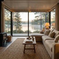 Kit de maison préfabriquée en acier léger en forme de A, maisonnette en acier pour le camping, les vacances et l'utilisation en extérieur, maison conteneur