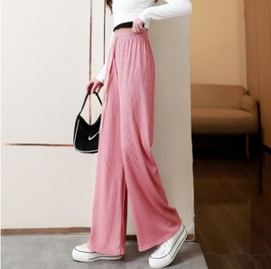 Pantaloni Casual da Donna a Gamba Larga, Vita Alta, Traspiranti in Cotone, <span class=keywords><strong>Moda</strong></span> Primavera-Estate, Taglia Unica - Product Image 3