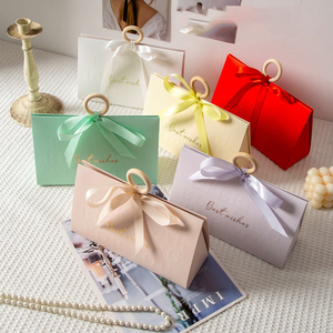 Boîte à cadeaux de mariage pliante de luxe, boîte à pâtisserie <span class=keywords><strong>souvenir</strong></span>, boîte à cadeaux de mariage avec ruban, boîte à cadeaux de mariée avec poignée <span class=keywords><strong>en</strong></span> <span class=keywords><strong>bois</strong></span>, boîte de rangement exquise - Product Image 5
