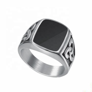 <strong>Celtic</strong> Jewelry Stainless Steel Black Enamel <strong>Celtic</strong> Knot Signet Punk <strong>Ring</strong> for <strong>Men</strong> - Product Image 1