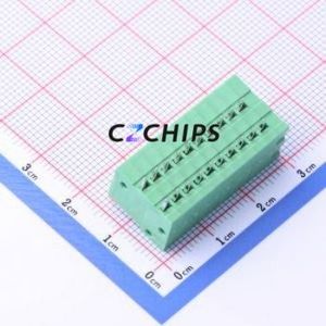 JL141R-25410G01 Spring Terminal Block Bent Lead Through Hole,P=2.54mm Connector 1x10P 2.54mm Green Right Angle Insert - Product Image 2