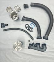 Éviers de cuisine à double tête Égouttoir à double cuvette Siphon pour évier en acier inoxydable 304 Carton poli 3 ans Traditionnel 110mm