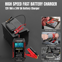 Chargeur de batterie au lithium RC10, 12V/24V 5 10 Ampères, chargeur de batterie de voiture intelligent entièrement automatique, batteries au plomb-acide, calcium, etc.