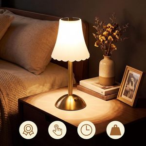 Lampe de table sans fil nordique rechargeable à LED avec commande tactile, or, 3 températures de couleur, lampe de chevet/bureau - Product Image 2