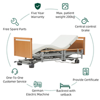 Lit d'hôpital électrique à 5 fonctions pour la maison, lit médical électrique en bois pour les soins à domicile, lit réglable pour personnes âgées
