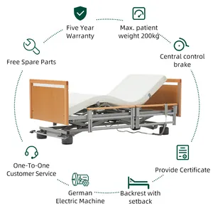Tecforcare 5 Funktion elektrisches Krankenhaus bett für zu Hause elektrisches Holz medizinisches Bett für häusliche Pflege Holz häusliche Pflege Bett für ältere Menschen